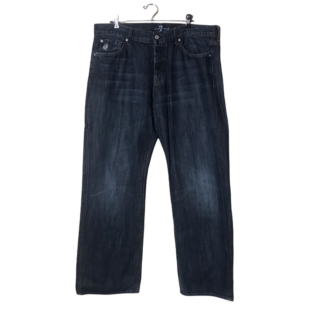 7 FOR ALL MANKIND Jeans Men's Straight Leg Lightly Distressed Dark Wash Size 36